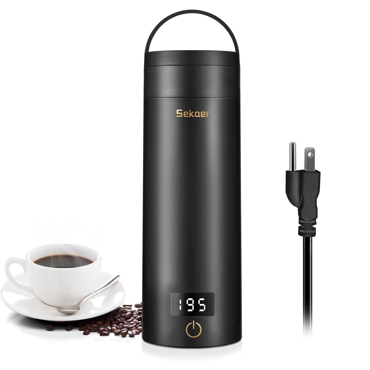 Travel Electric Tea Kettle Portable Small Mini Coffee Kettle, with 4 Variable Presets, Personal Water Boiler 304 Stainless Steel