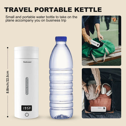 Travel Electric Tea Kettle Portable Small Mini Coffee Kettle, with 4 Variable Presets, Personal Water Boiler 304 Stainless Steel
