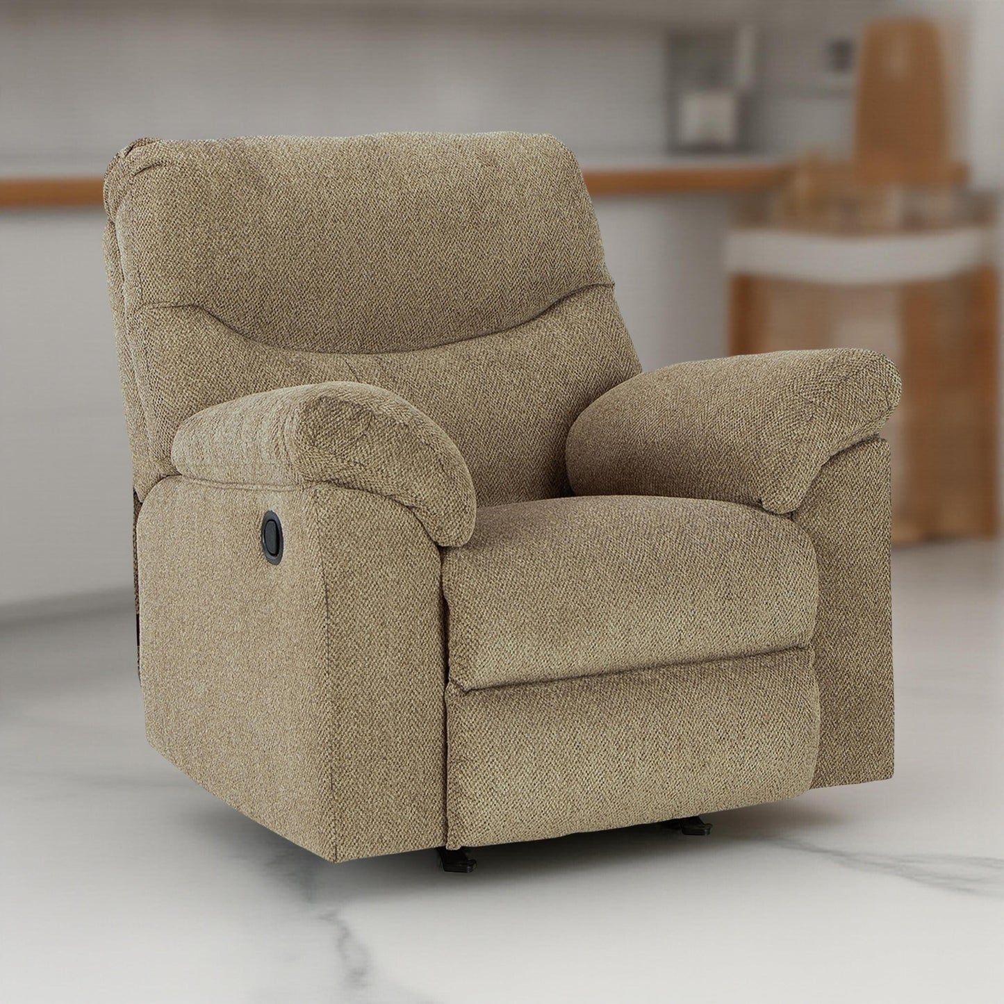 Tul Rocker Recliner Chair, Poly Fiber Foam Fill, Briar Brown Polyester