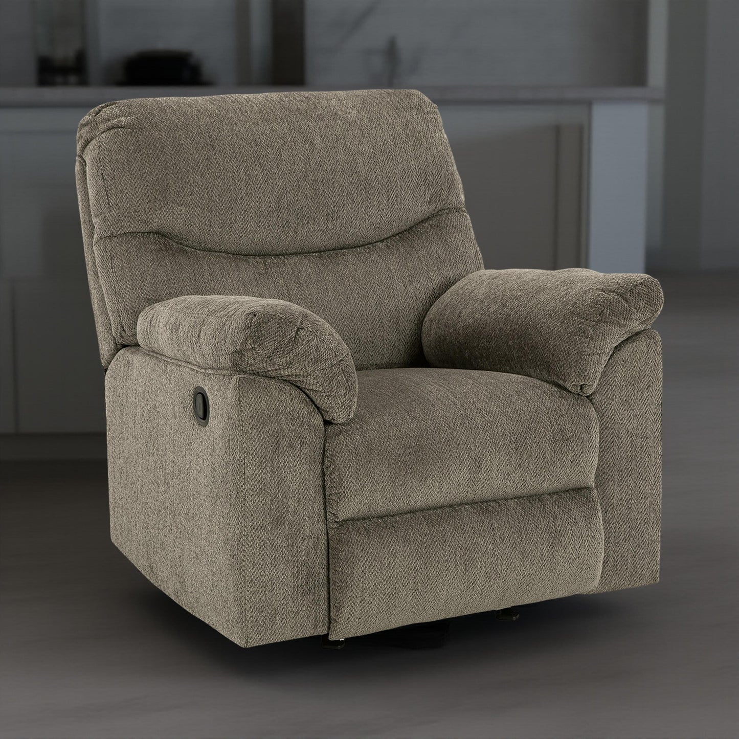 Tul Rocker Recliner Chair, Poly Fiber Foam Fill, Putty Gray Polyester