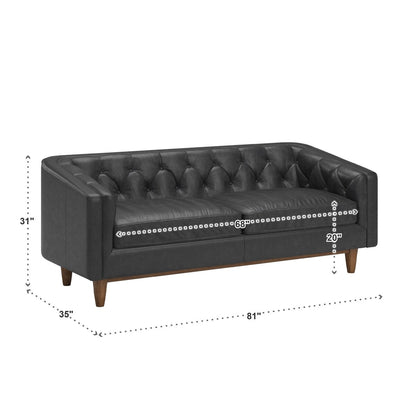 Tullio Black Leather Button Tufted Loveseat by iNSPIRE Q Modern - Sofa