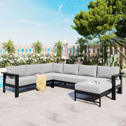 U-Shaped Multi-Person Outdoor Sofa Set, Suitable for Gardens