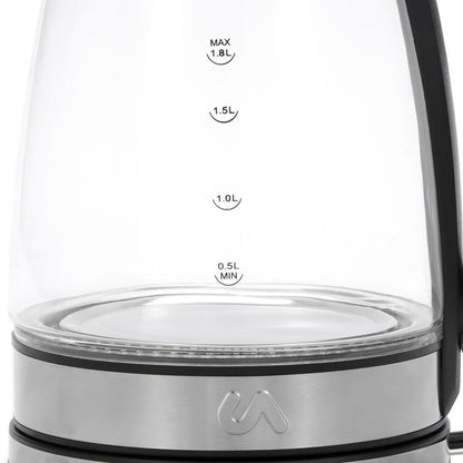 Uber Appliance 1.8L Glass & Stainless Steel Water Boiler, Heater & Electric Tea Kettle