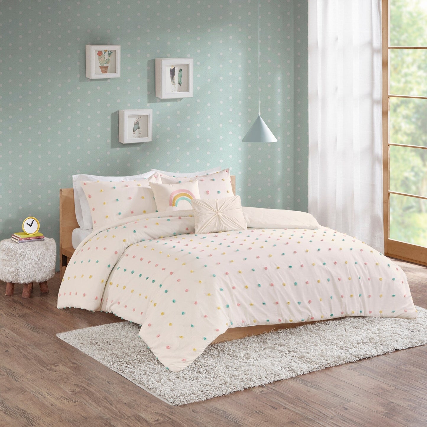 Ensley Cotton Jacquard Pom Pom Comforter Set by Intelligent Design Kids