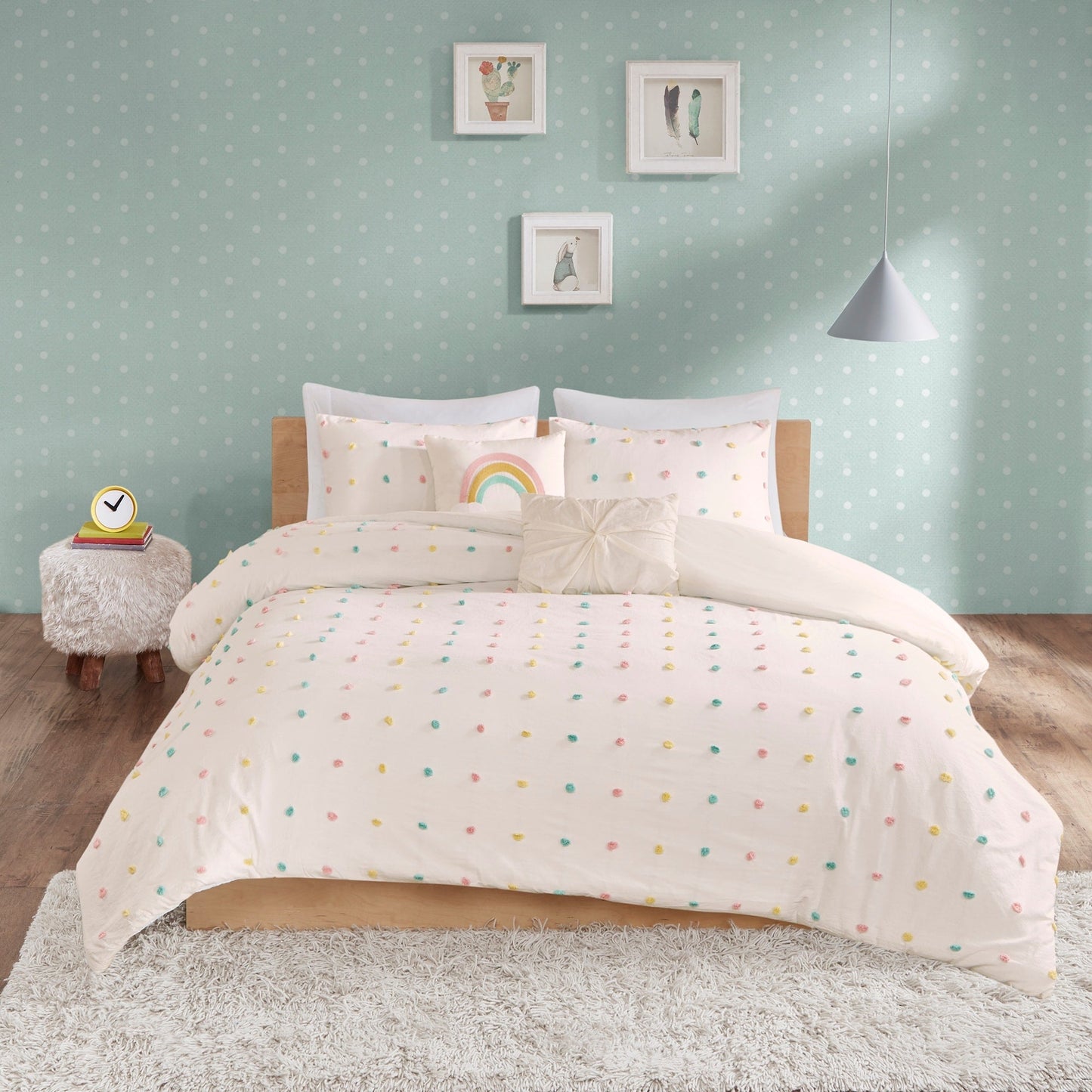 Ensley Cotton Jacquard Pom Pom Comforter Set by Intelligent Design Kids