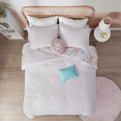 Intelligent Design Kids Kinsley Blush Woodland Animals Cotton Reversible Comforter Set
