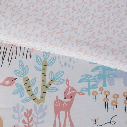 Intelligent Design Kids Kinsley Blush Woodland Animals Cotton Reversible Comforter Set