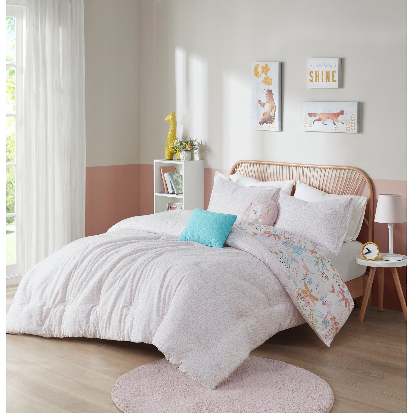 Intelligent Design Kids Kinsley Blush Woodland Animals Cotton Reversible Comforter Set
