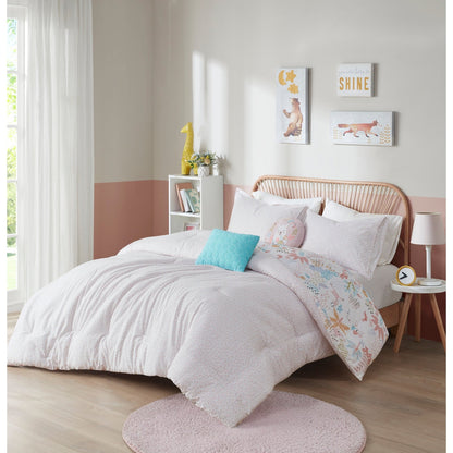 Intelligent Design Kids Kinsley Blush Woodland Animals Cotton Reversible Comforter Set