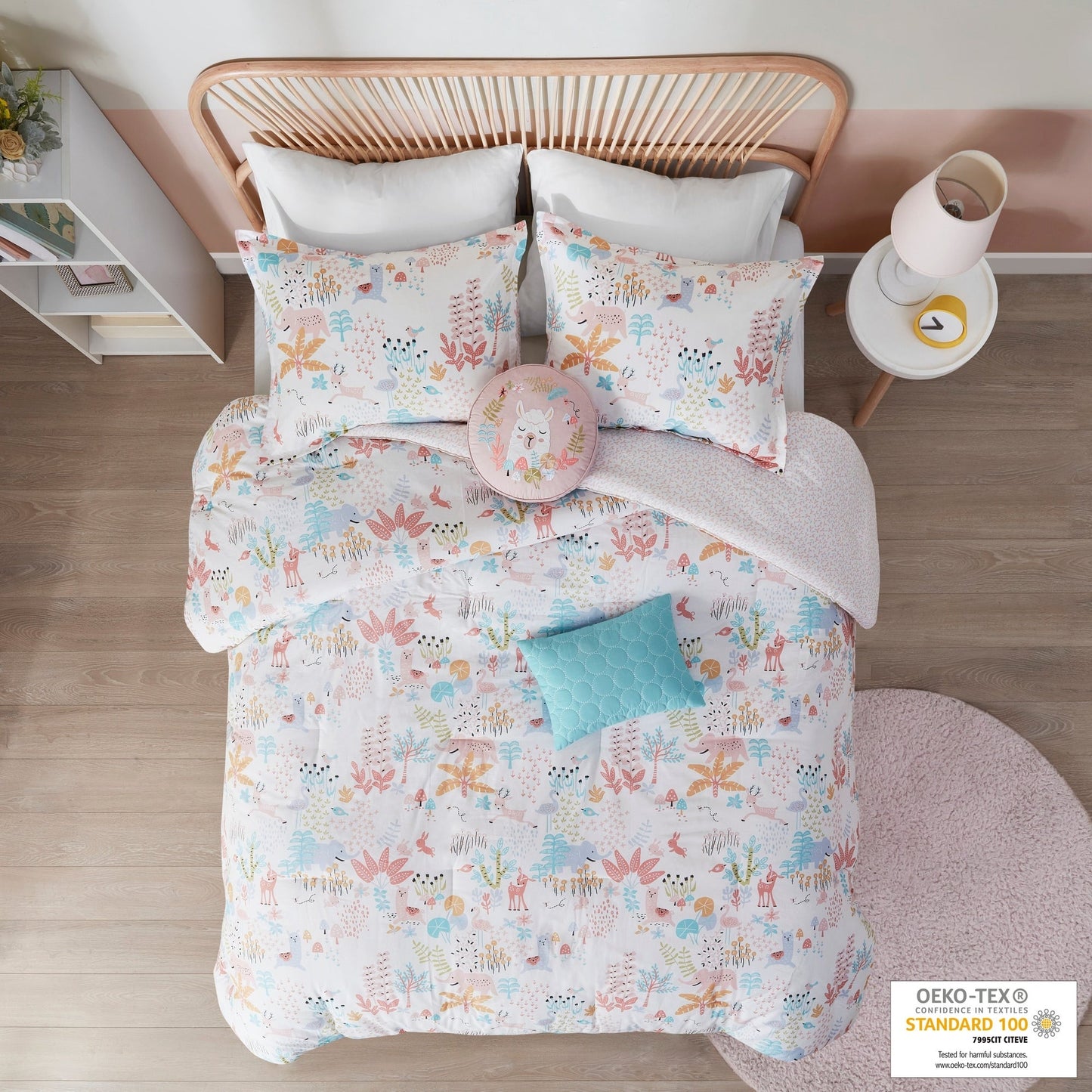 Intelligent Design Kids Kinsley Blush Woodland Animals Cotton Reversible Comforter Set