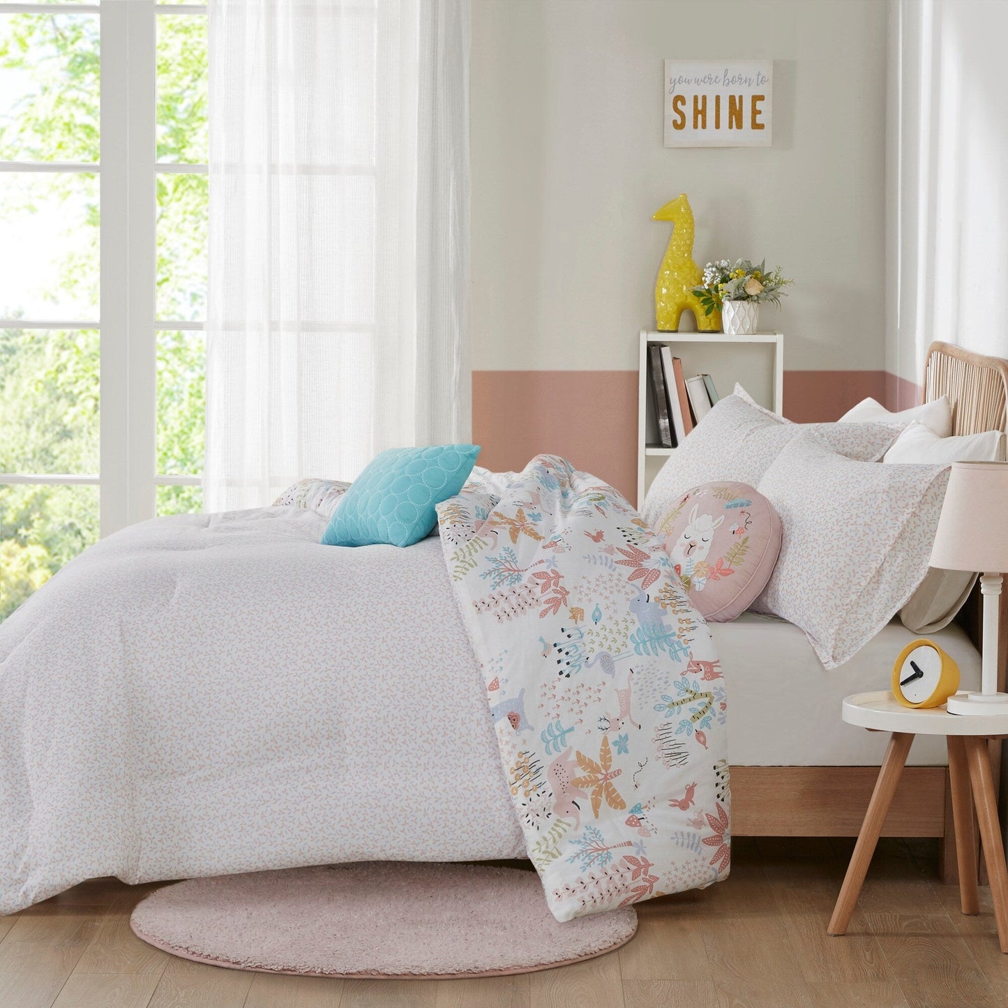 Intelligent Design Kids Kinsley Blush Woodland Animals Cotton Reversible Comforter Set