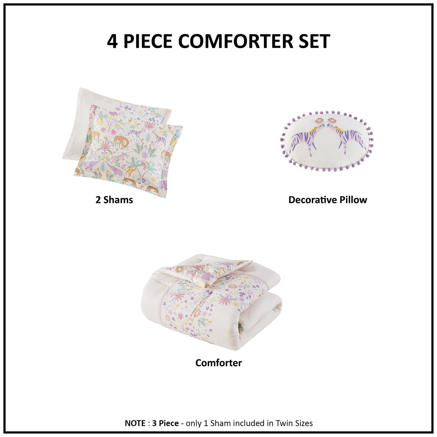 Intelligent Design Kids Thea Floral Reversible Cotton Comforter Set with Throw Pillow