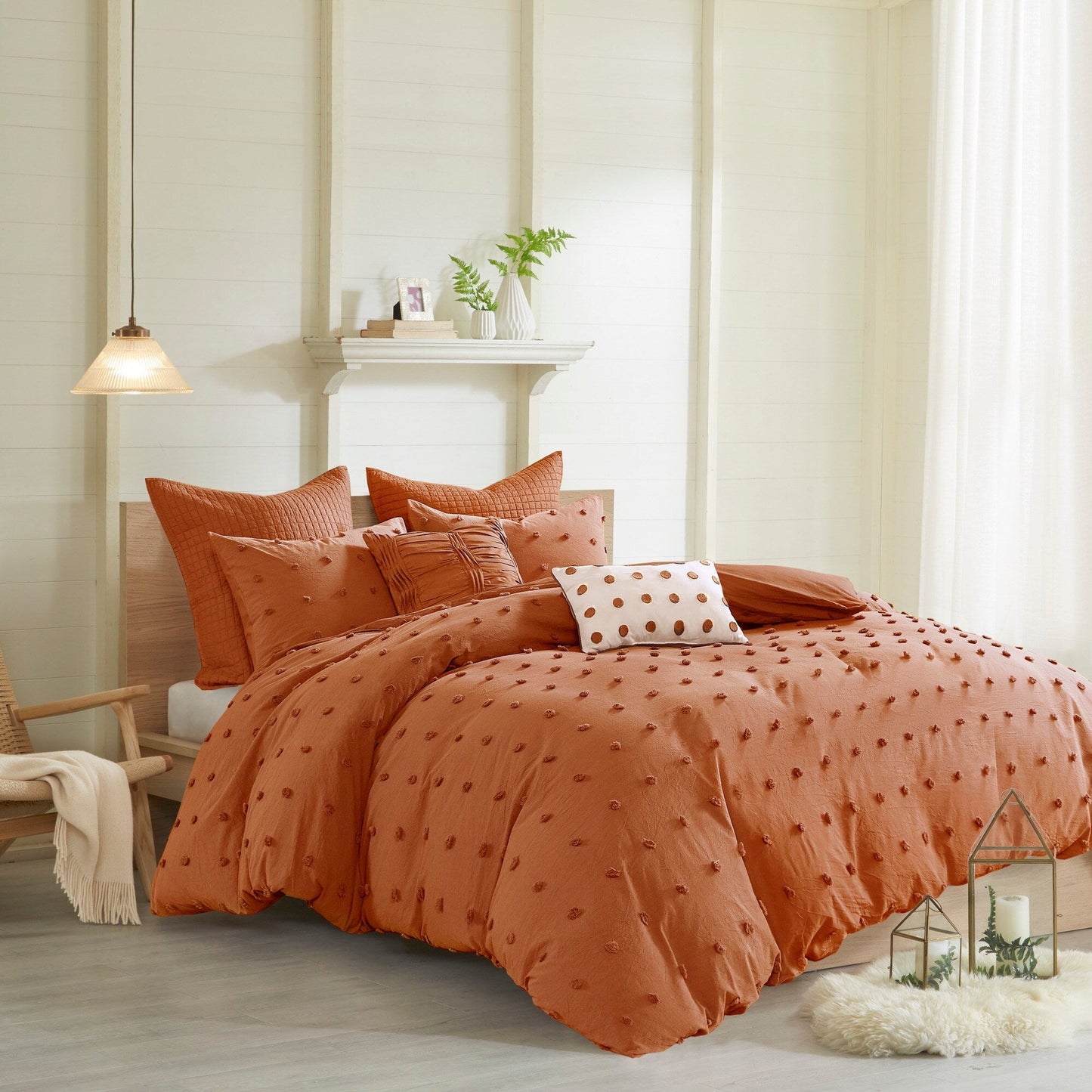 Intelligent Design Maize Cotton Jacquard Duvet Cover Set with Euro Shams and Throw Pillows
