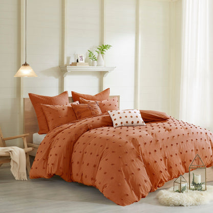 Intelligent Design Maize Cotton Jacquard Duvet Cover Set with Euro Shams and Throw Pillows