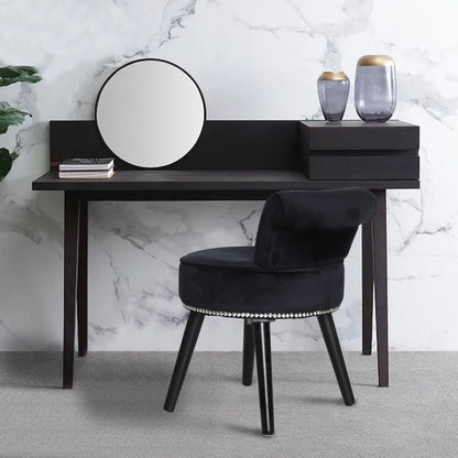 VEIKOUS Makeup Vanity Stool Chair with Low Back and Wood Legs-17.3 x 15.7 x 25.1
