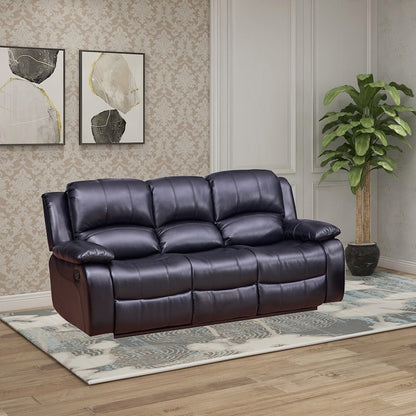 Vanity Art Bonded Leather 3-Seat Recliner Loveseat Manual Reclining Couch for Small Living Room Sofa Set- (Black/Brown) - N/A