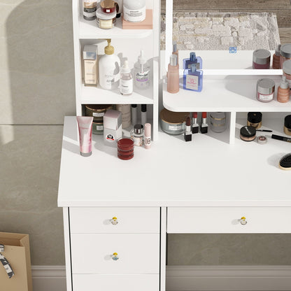 Vanity Set With Mirror and Lamp Home Makeup Dressing Table with Stool