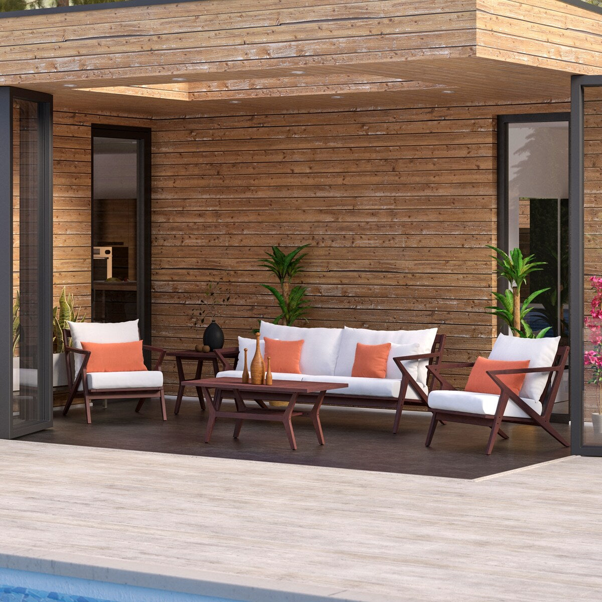 Vaughn 5 Piece Sunbrella Outdoor Patio Seating Set
