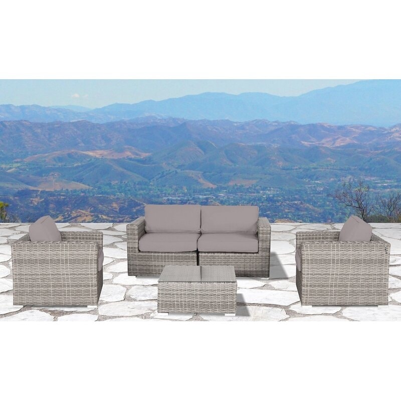 LSI Verona Wicker 5-piece Resort Grade Outdoor Furniture Patio Sofa Set