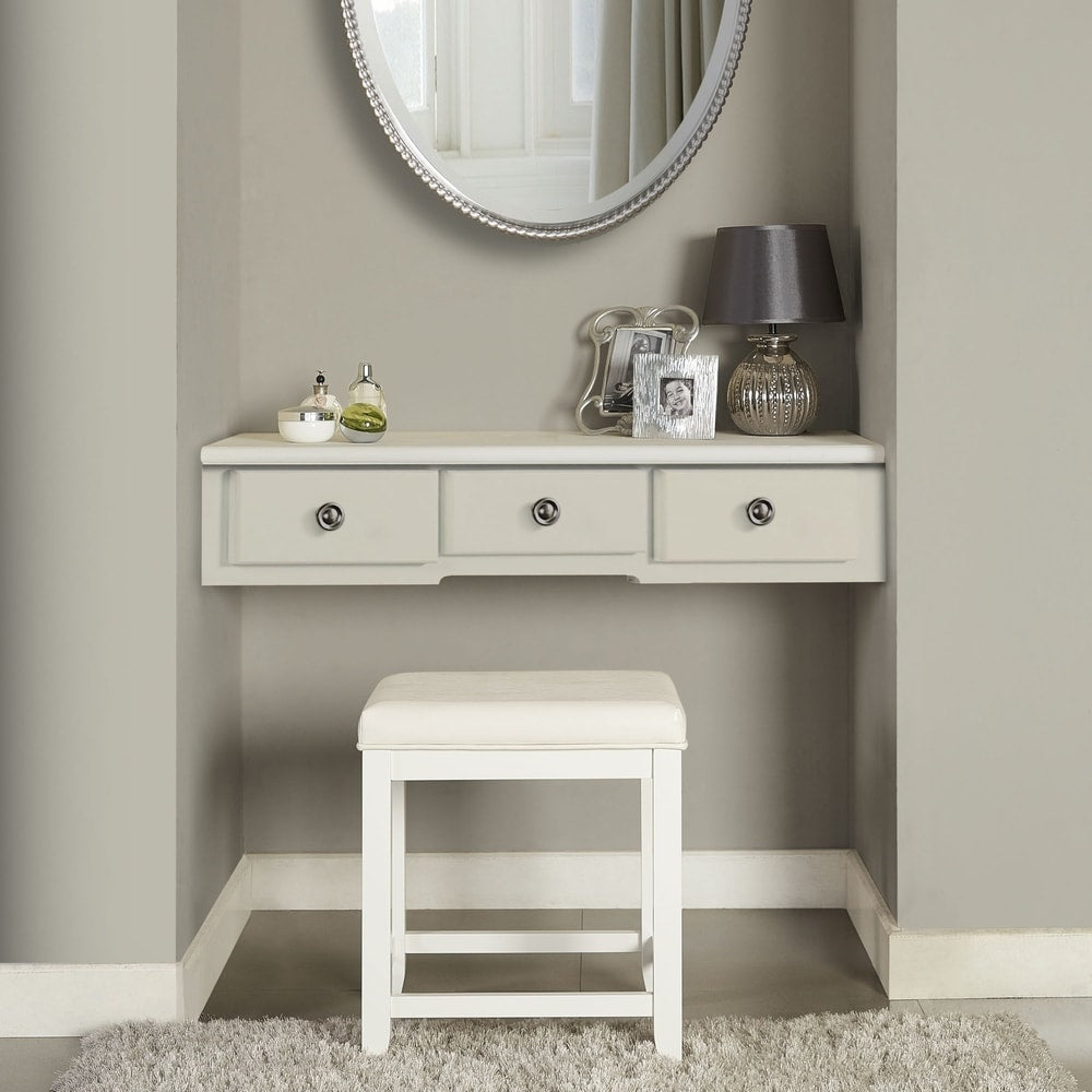Crosley Vista Vanity Stool in White - 17.5 W x 15.75 D x 19.25 H
