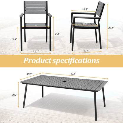 VredHom 9-Piece Outdoor Patio Dining Table Set with Stackable Chairs - Set of 9