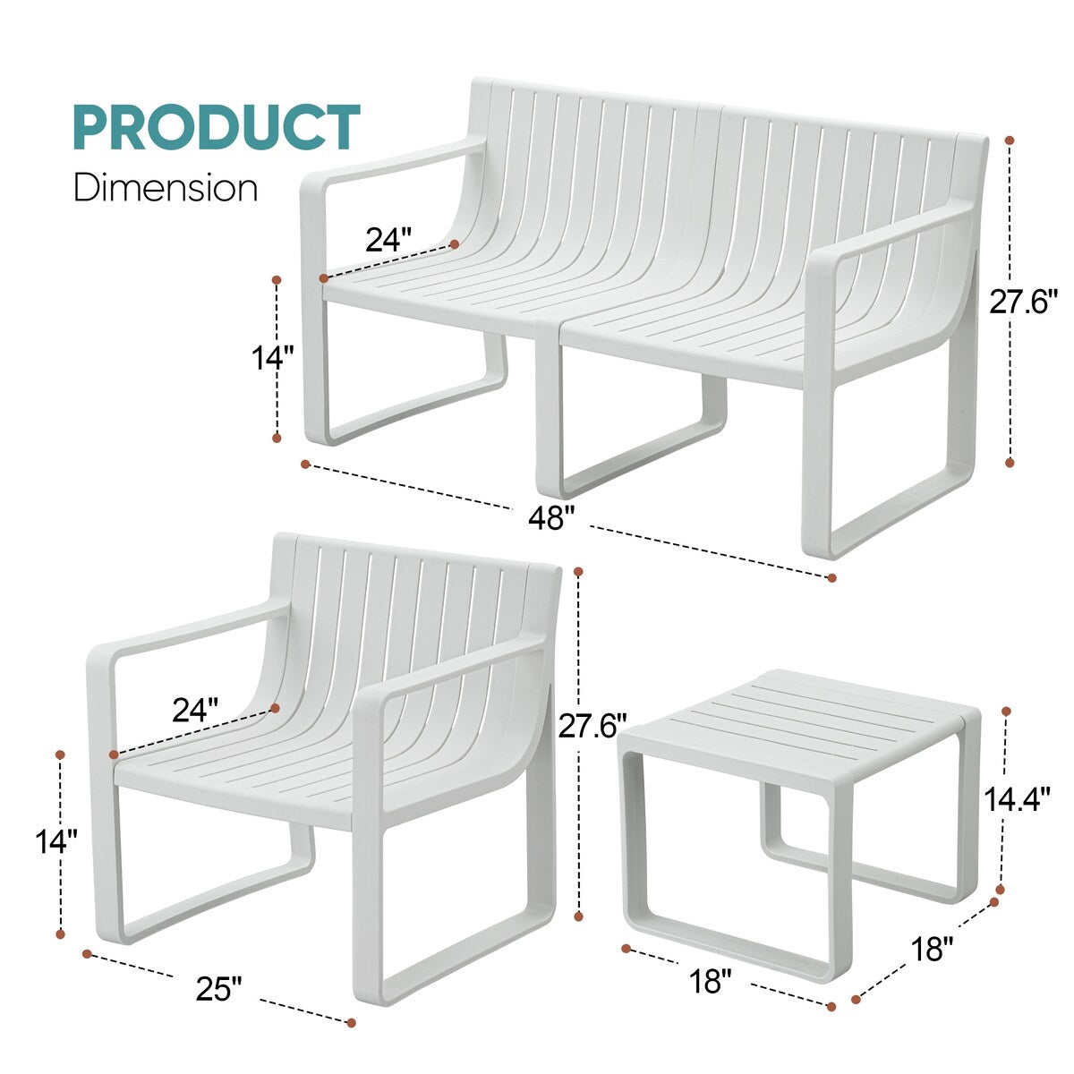 Werph 4 Person Patio Furniture Set, Outdoor Furniture Patio Table and Chairs Set