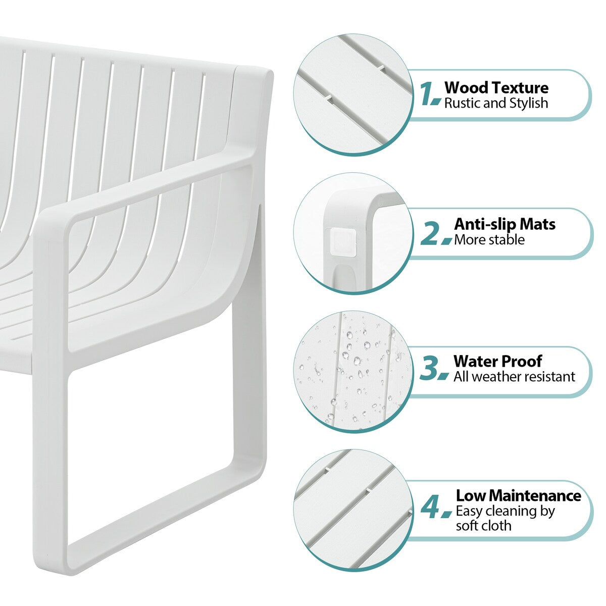 Werph 4 Person Patio Furniture Set, Outdoor Furniture Patio Table and Chairs Set