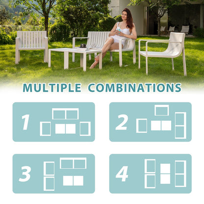 Werph 4 Person Patio Furniture Set, Outdoor Furniture Patio Table and Chairs Set