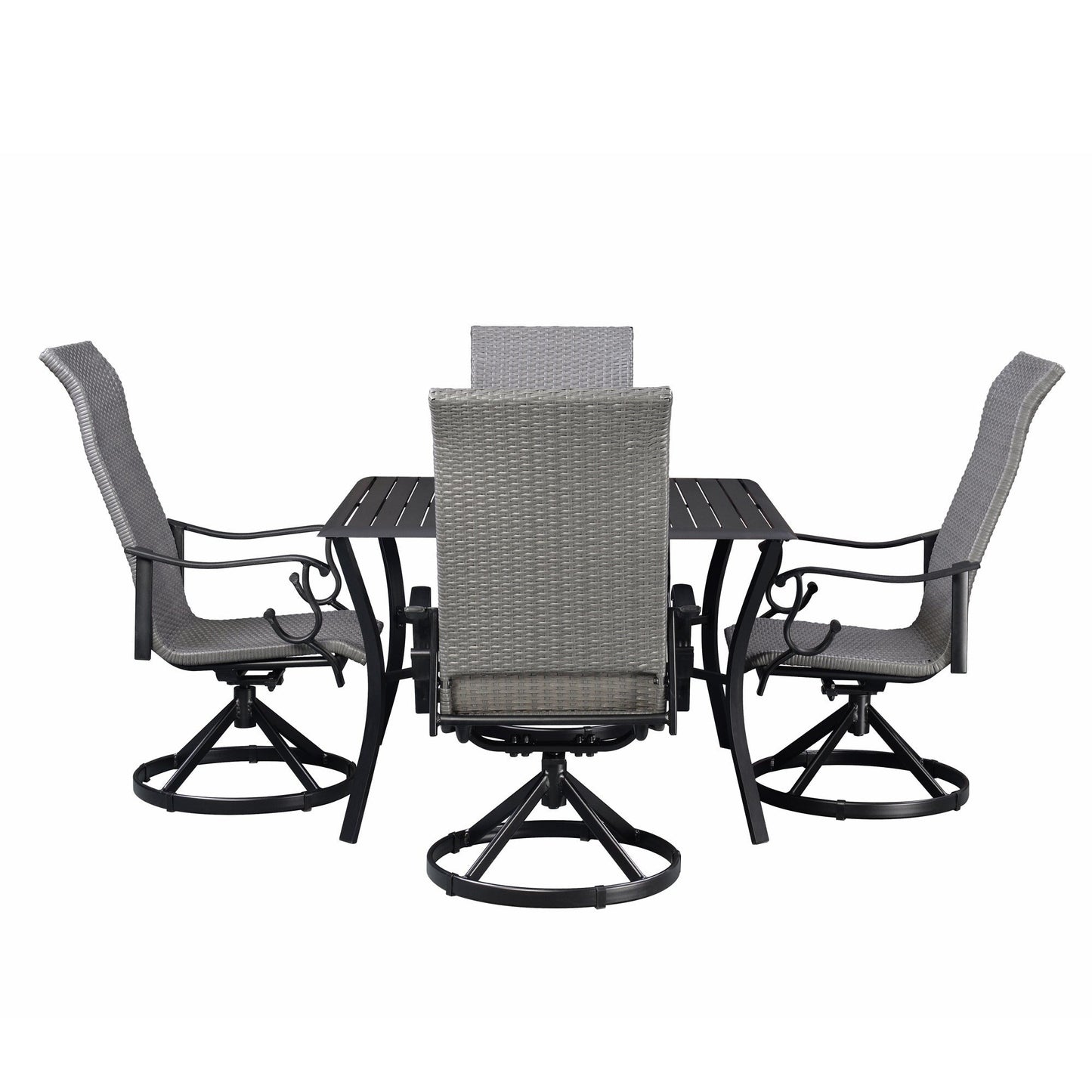 Westin Aluminum & Wicker Swivel Rocking 5pc Dining Set