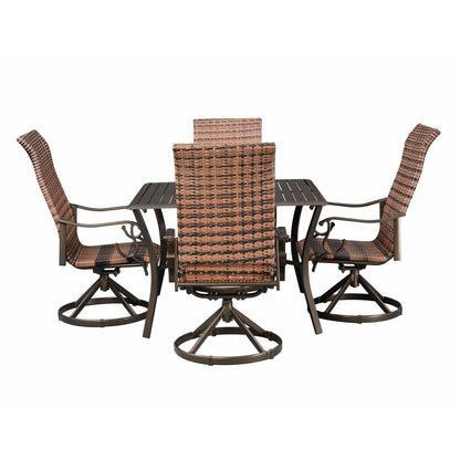 Westin Aluminum & Wicker Swivel Rocking 5pc Dining Set