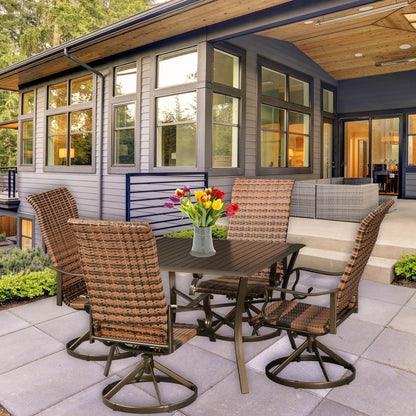 Westin Aluminum & Wicker Swivel Rocking 5pc Dining Set