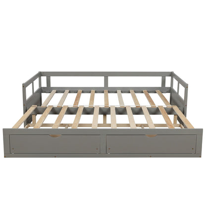 Twin to King Wood Daybed with Trundle and Drawers