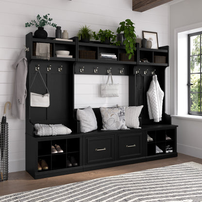 Woodland 40W Wall Mounted Coat Rack with Shelf by Bush Furniture