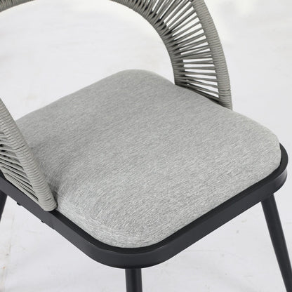 XINMICS 3 Pieces Handmade Rope Woven Cutout Backrest Patio Furniture
