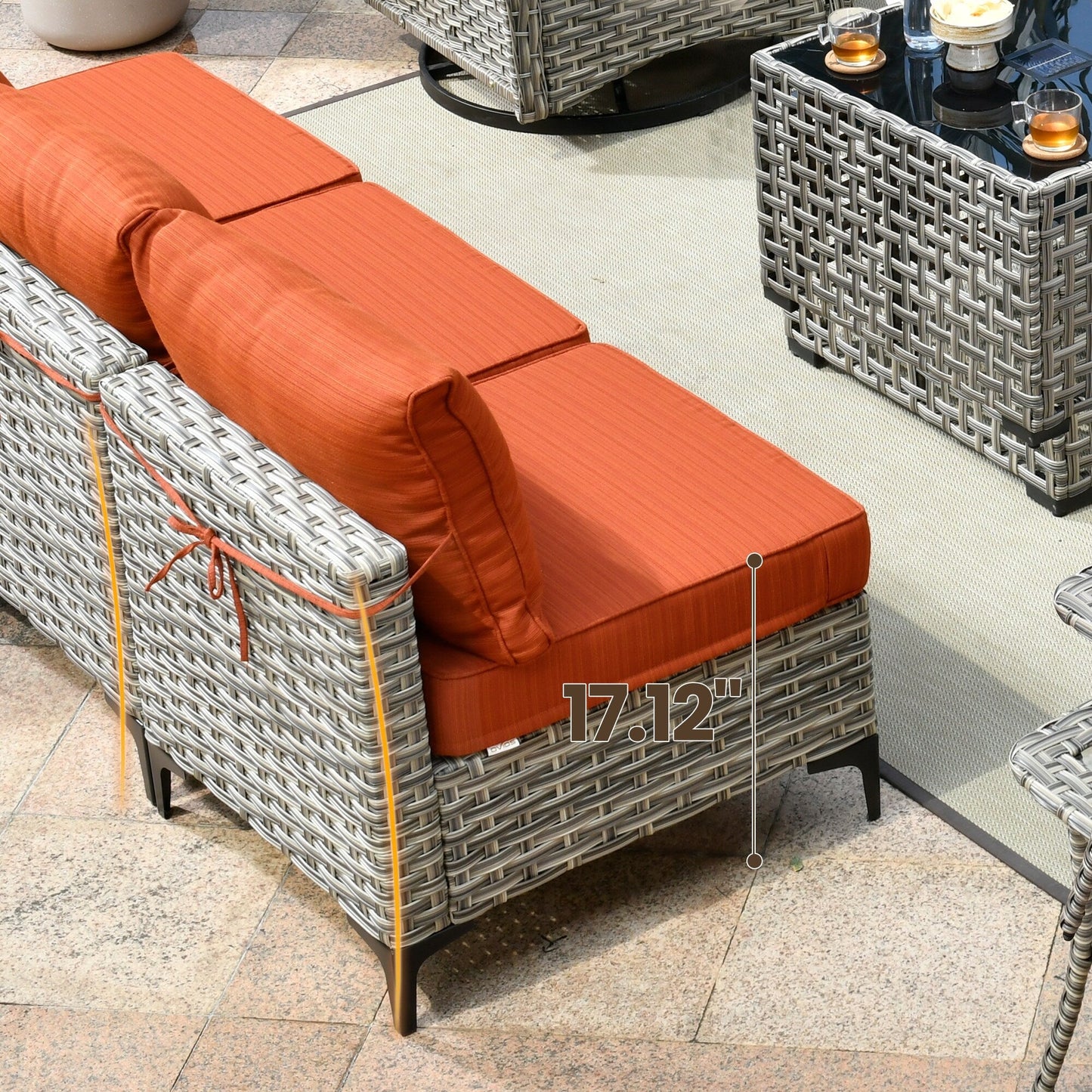 XIZZI 11-piece Patio Rattan Wicker Furniture Set with Fire Pit Table