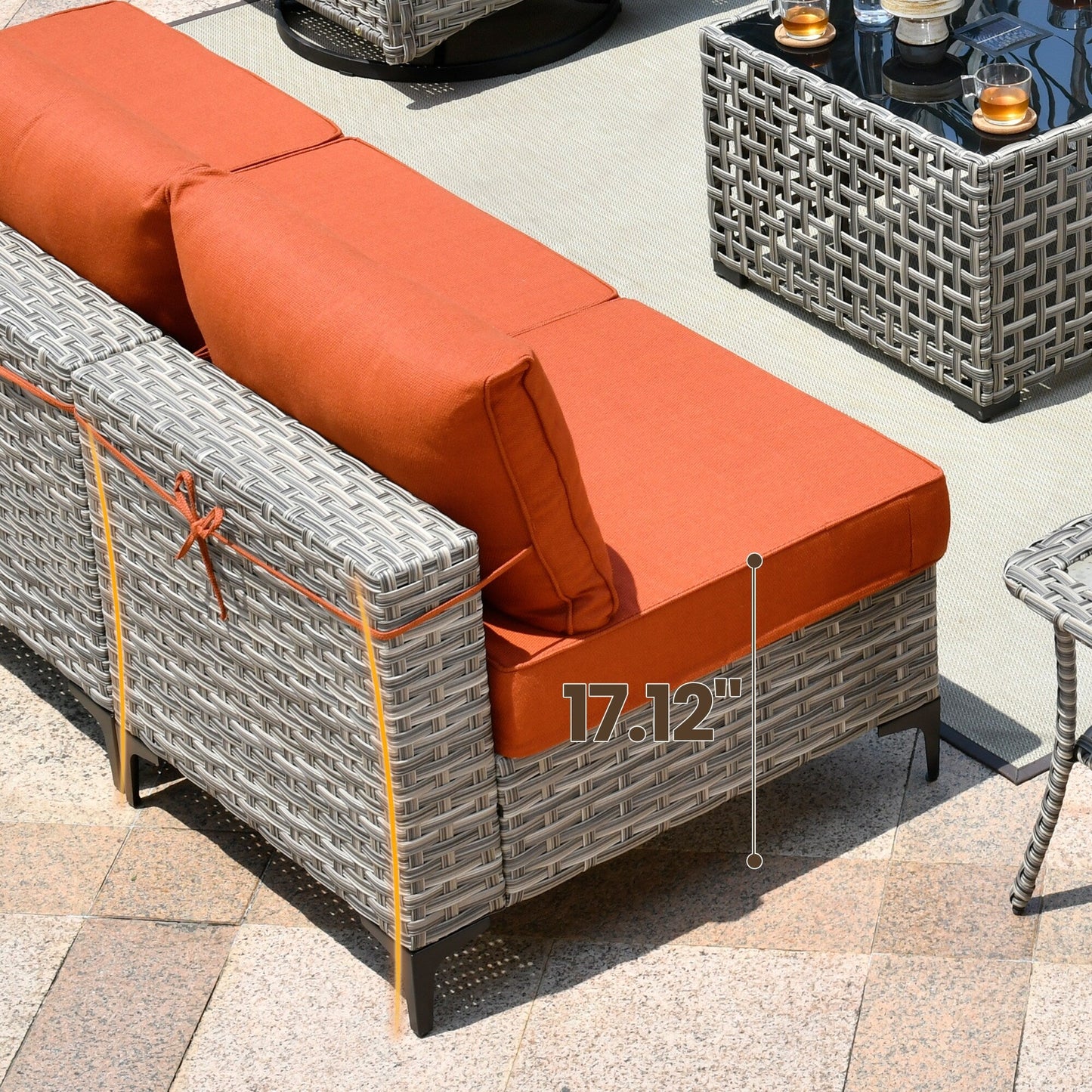 XIZZI 11-piece Patio Rattan Wicker Furniture Set with Fire Pit Table