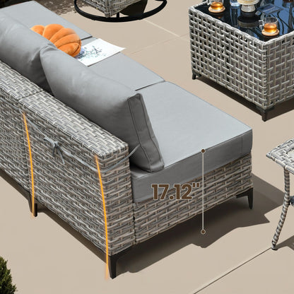 XIZZI 11-piece Patio Rattan Wicker Furniture Set with Fire Pit Table