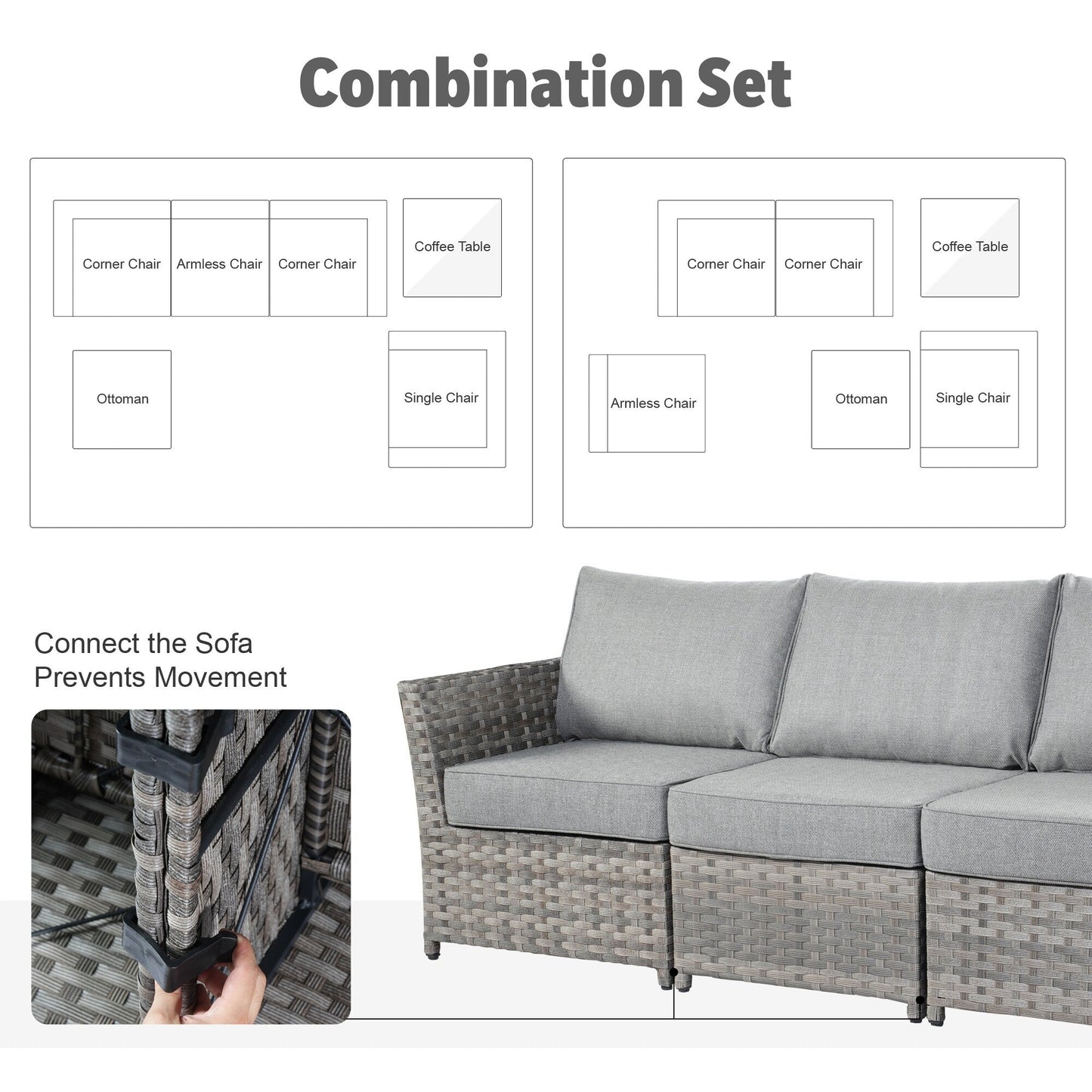 XIZZI 13-piece Outdoor Patio Wicker Furniture Set with Fire Table