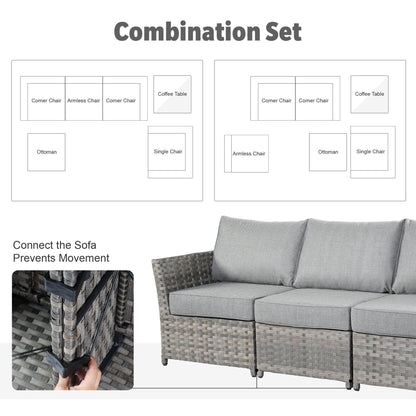 XIZZI 13-piece Outdoor Patio Wicker Furniture Set with Fire Table