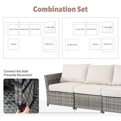 XIZZI 13-piece Outdoor Patio Wicker Furniture Set with Fire Table