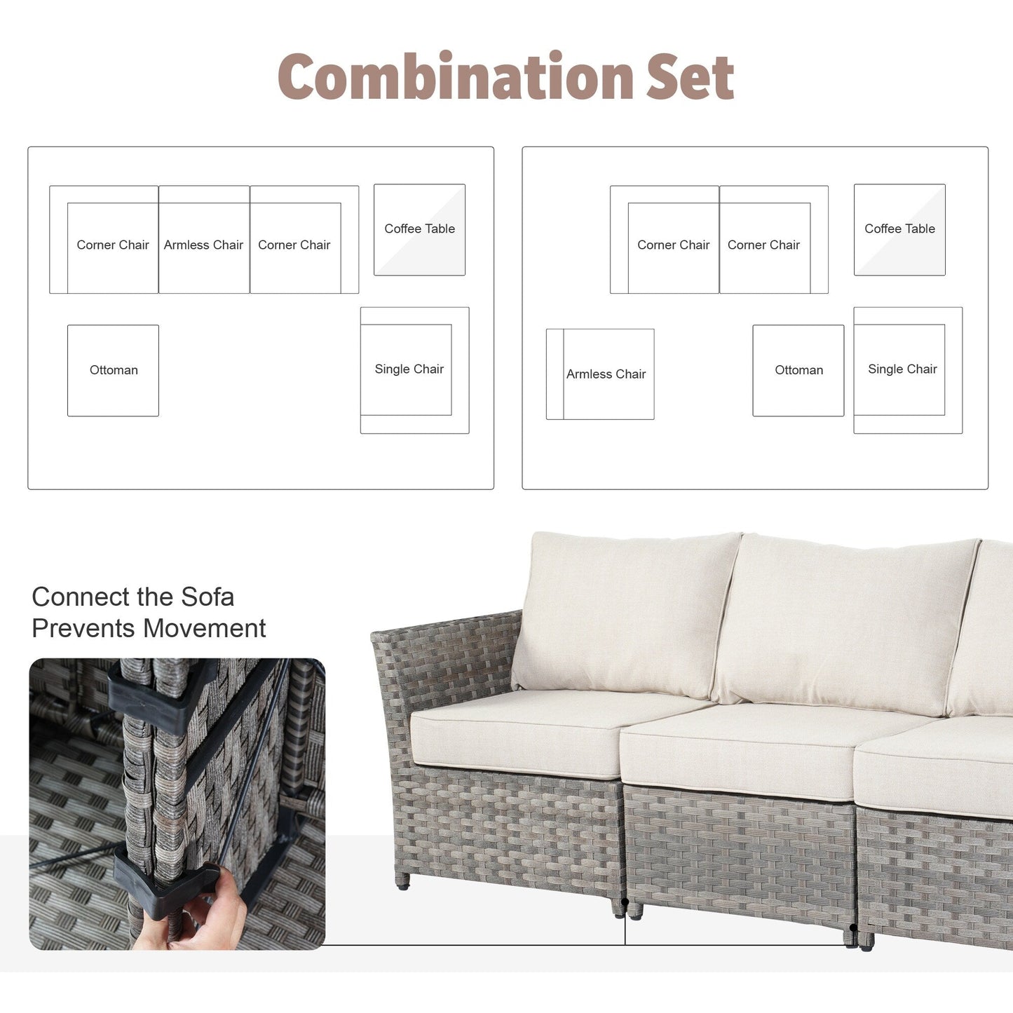 XIZZI 13-piece Outdoor Patio Wicker Furniture Set with Fire Table