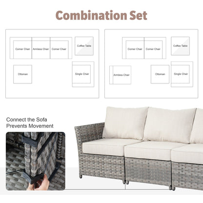 XIZZI 13-piece Outdoor Patio Wicker Furniture Set with Fire Table