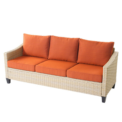 XIZZI 6-piece Patio Wicker Furniture with Wood Burning Fire Pit