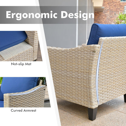 XIZZI 6-piece Patio Wicker Furniture with Wood Burning Fire Pit