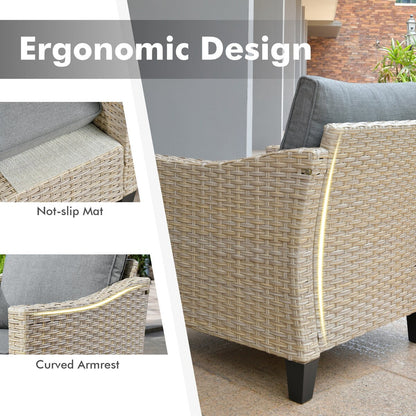 XIZZI 6-piece Patio Wicker Furniture with Wood Burning Fire Pit