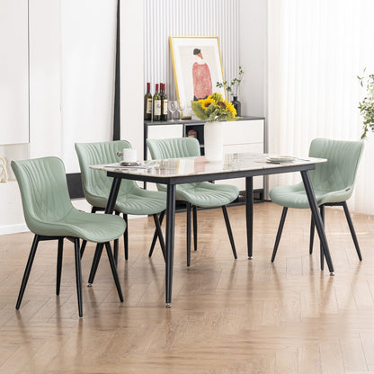 Modern Upholstered Leather Armless Dining Chairs Set of 2