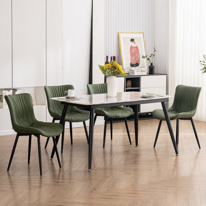 Modern Upholstered Leather Armless Dining Chairs Set of 2
