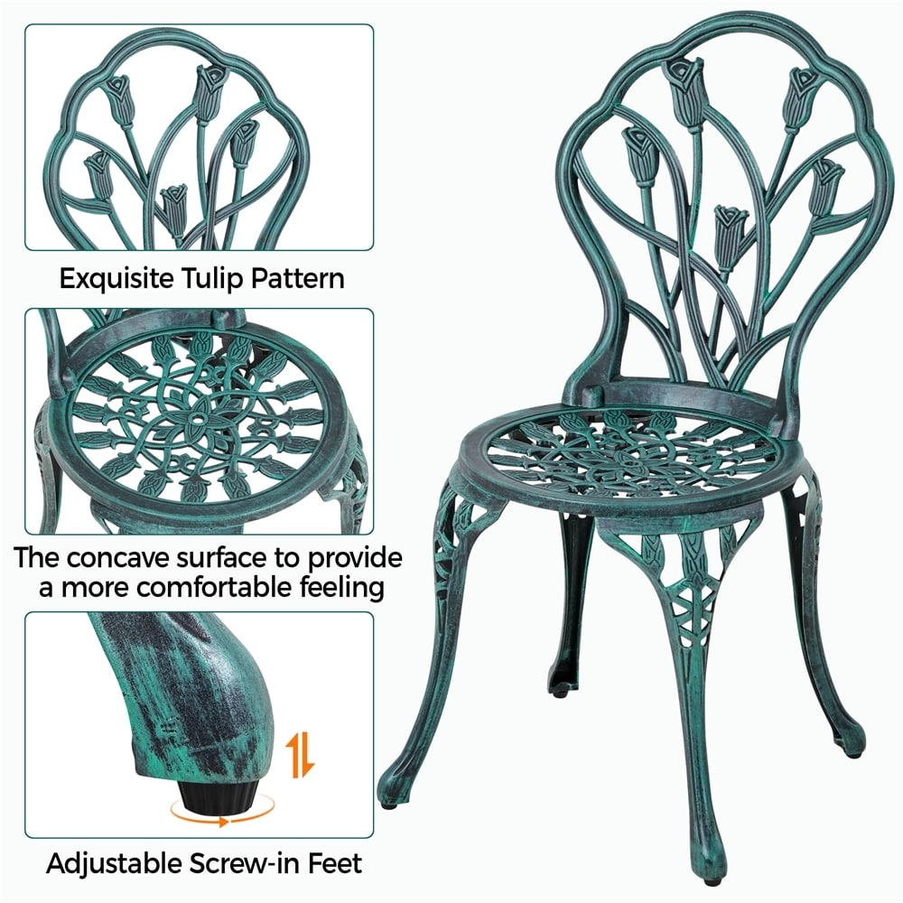 Yaheetech 3 Piece Outdoor Bistro Set with Umbrella Hole Aluminium Table Set