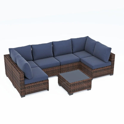 Zenova Patio Conversation Sets,Wicker Rattan Chairs Sofa Sets,Patio Furniture Seating
