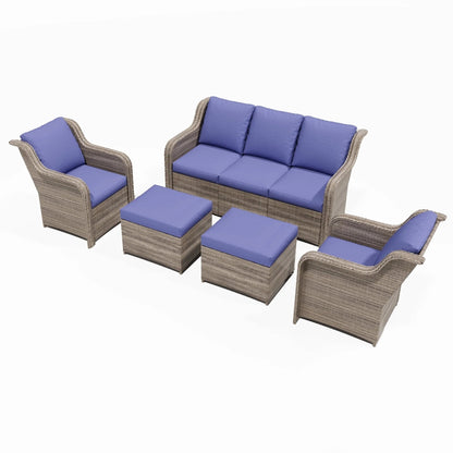 Zenova Patio Conversation Sets,Wicker Rattan Chairs Sofa Sets,Patio Furniture Seating